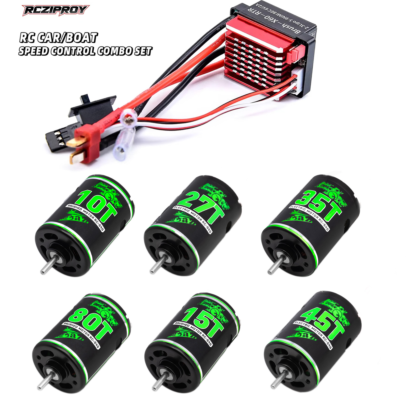 RC 540 10T-80T Motor cepillado - Esc Waterproof 60A reseña y precio