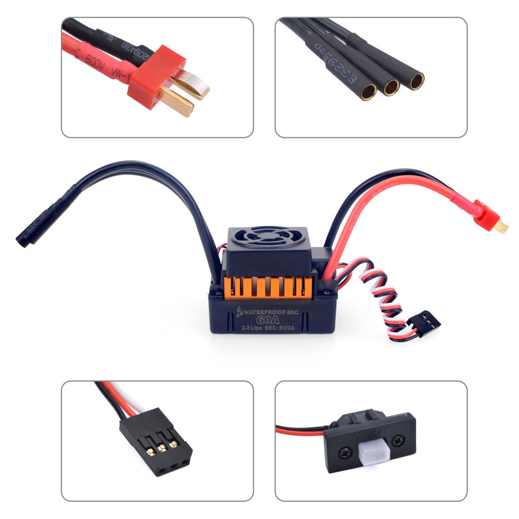 1/10 1/12 1/14 RC parte imperm - Esc Waterproof 60A reseña y precio